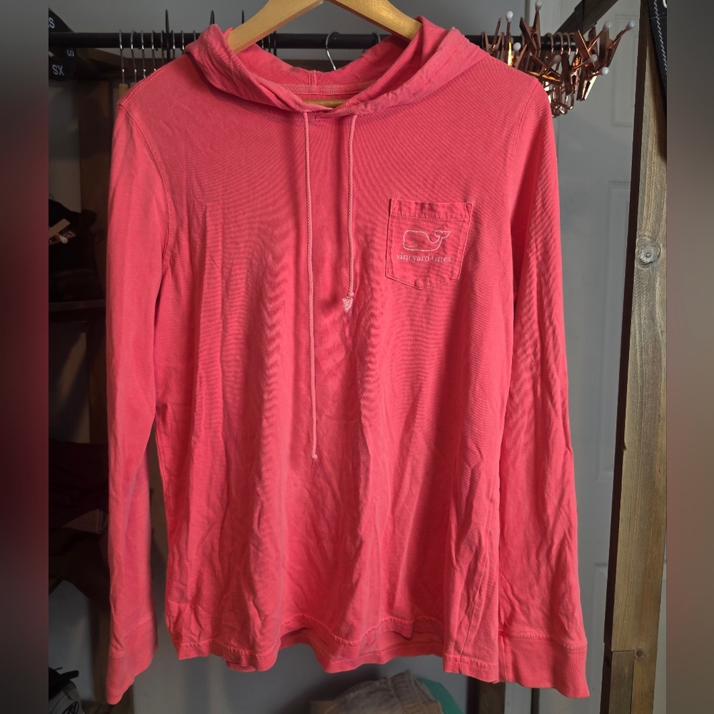 Vineyard Vines Coral Pink Long Sleeve Pocket Hoodie